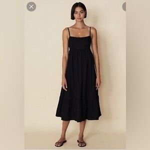 Faithfull the Brand Black Candace Midi Dress